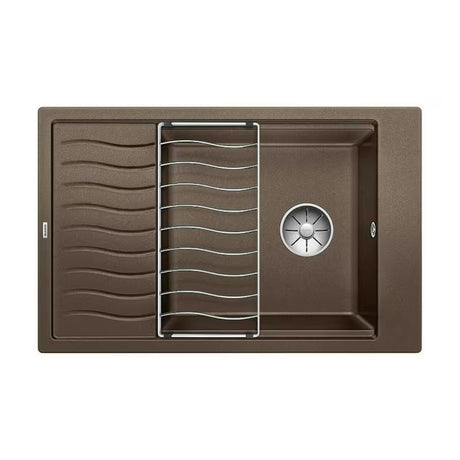 Granitni sudoper  Blanco elonxl 6 S ocjednom plohom u boji kave, pro gornja ugradnja
