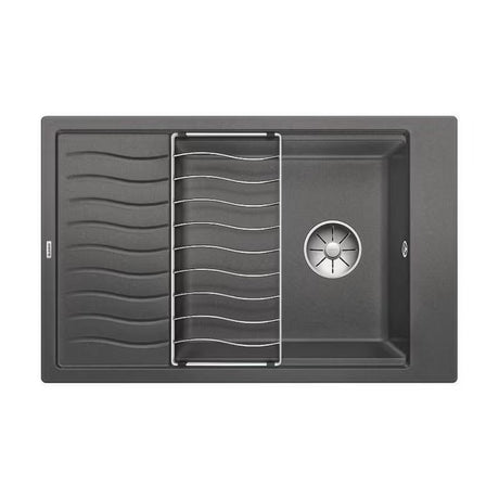 Granitni sudoper  Blanco elonxl 6 S ocjednom plohom u boji siva stijena pro za ugradnju odozgo.