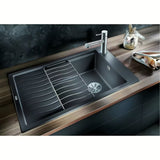 Granitni sudoper  Blanco elonxl 6 S ocjednom plohom u boji siva stijena pro za ugradnju odozgo.