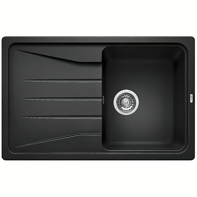 Crni granitni sudoper  Blanco Sona 45 S ocjedom na radnu ploču, 78 x 50 cm.