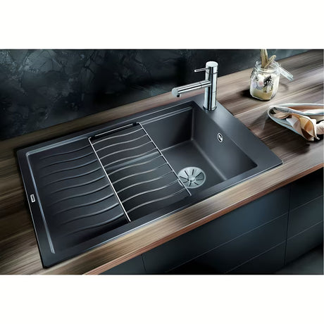 Granitni sudoper  Blanco Elon XL 6 S ocjeđivačem u crnoj mat izvedbi pro za gornju ugradnju.