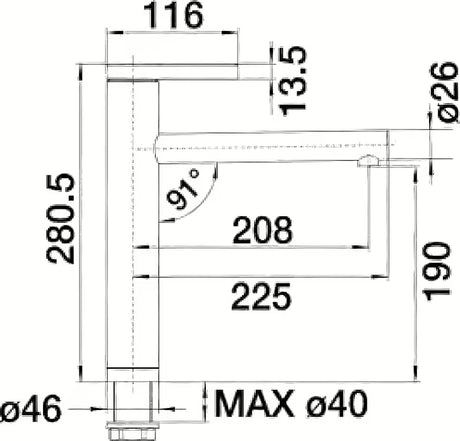 Kromirana jednoručna baterija stojeća miješalica za sudoper Blanco Linee s sa zakretnim izljevom
