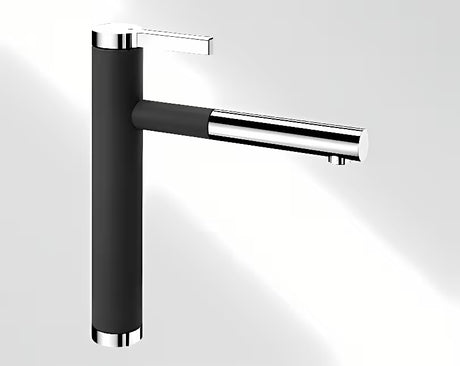 Blanco Linee - S miješalica za sudoper crna/krom s izvlačnim tušem u SILGRANIT® izgledu