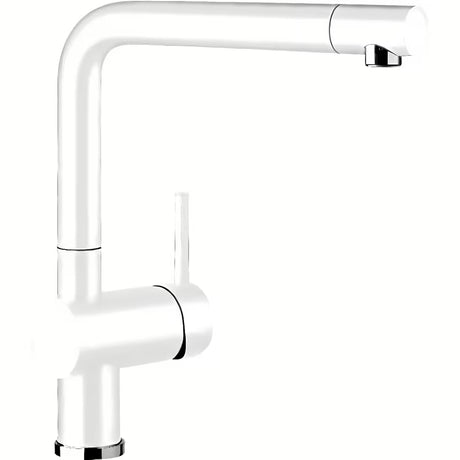 Bijela miješalica za sudoper Blanco Linus s mat površinom Silgranit-look i zakretnim izljevom