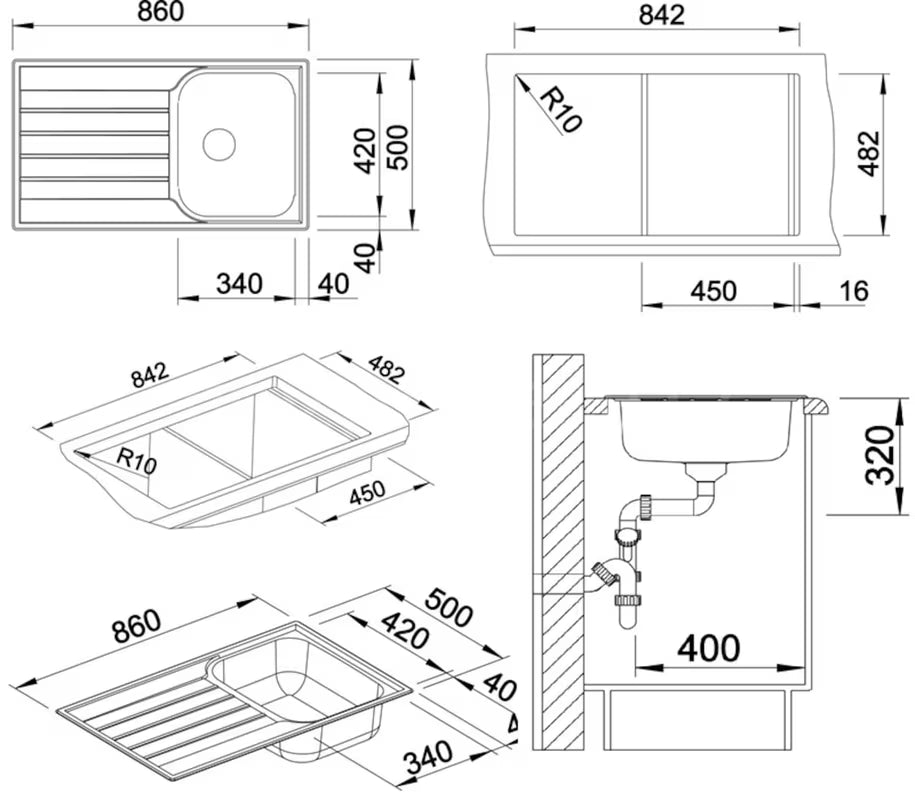 Inox sudoper  Blanco Livit 45 S Salto s ocjeđivačem s brušenom završnom obradom