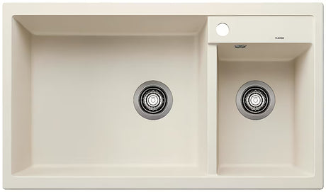 Granitni kuhinjski dvostruki sudoper Blanco Metra 9 bijela soft pro montaža na radnu ploču