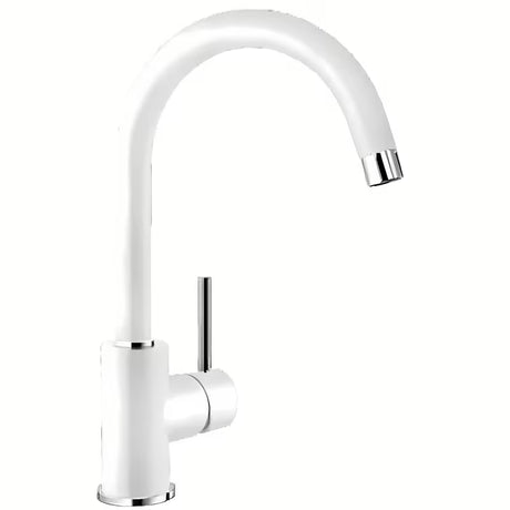 Bijela jednoručna baterija stojeća miješalica za sudoper Blanco Mida s sa zakretnim izljevom i površinom Silgranit-look