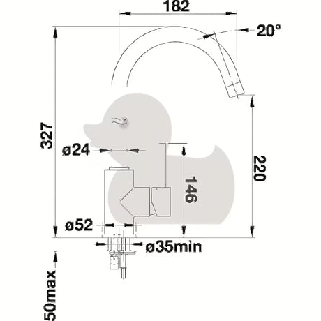 Kromirana jednoručna baterija stojeća miješalica za sudoper Blanco Mida s sa zakretnim izljevom i zaobljenim dizajnom.