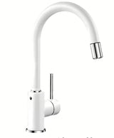 Bijela miješalica za sudoper Blanco Mida-S s izvlačnom tuš-ručicom i zakretnim izljevom