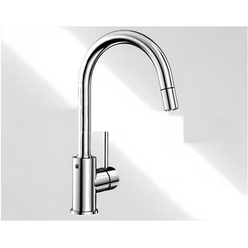 Kromirana miješalica za sudoper Blanco Mida-S s izvlačnom tuš glavom i blago zakrivljenim izljevom.