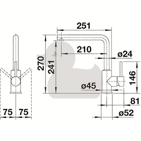 Kromirana miješalica za sudoper Blanco Mila s ručicom i zakretnim izljevom
