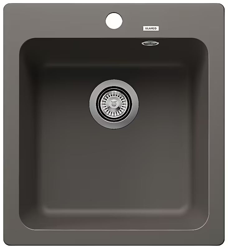Blanco Naya 45 kuhinjski granitni jednostruki sudoper Silgranit u boji vulkanski siva pro montaža na radnu ploču.