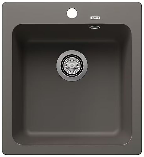 Blanco Naya 45 kuhinjski granitni jednostruki sudoper Silgranit u boji vulkanski siva pro montaža na radnu ploču.