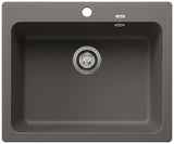 Granitni kuhinjski jednostruki sudoper Blanco Naya 6 na radnu ploču u boji vulkanski siva s integriranim preljevom.