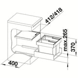 Kanta za Otpad sorter Blanco Flexon II modernog dizajna pro za kuhinjski ormarić od 45 cm.