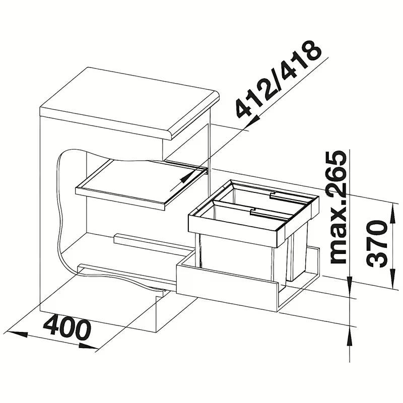 Kanta za Otpad sorter Blanco Flexon II modernog dizajna pro za kuhinjski ormarić od 45 cm.
