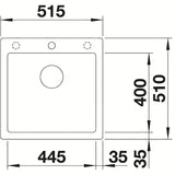 Granitni kuhinjski jednostruki sudoper Blanco Pleon 5 u boji tartufo pro za ugradnju odozgo na radnu ploču.