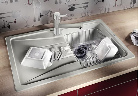 Bijeli granitni sudoper  Blanco Sona 45 S ocjednom plohom pro, ugradnja odozgo na ploču.