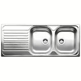 Inox sudoper  Blanco Tipo 8 S dvostrukim koritom i ocjednom plohom u prirodno sjajnoj izvedbi.