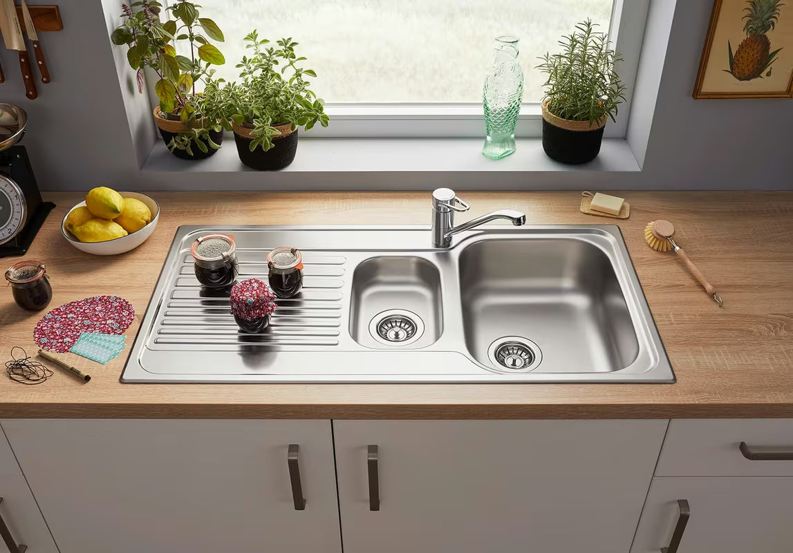 Inox sudoper  Blanco Tipo II 6 S tuš kadom s ocjednom plohom u prirodno sjajnoj izvedbi