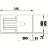 Granitni sudoper  Blanco Zia 5 S ocjednom plohom u boji antracit pro za ugradnju odozgo