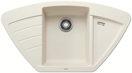 Granitni kutni sudoper  Blanco Zia 9 E na radnu ploču u bijeloj boji soft s ocjeđivačem