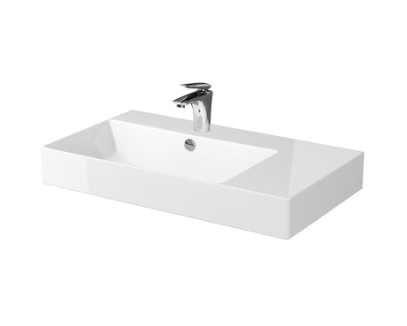 Bijeli viseće umivaonik za kupaonski ormarić Cersanit Inverto od keramike, dimenzije 80,5x45,5 cm