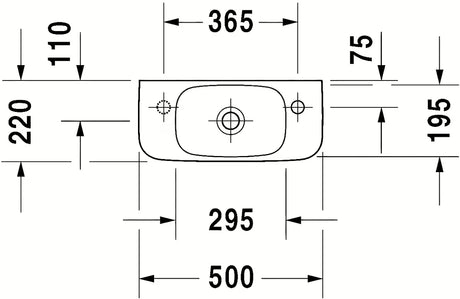 Bijeli keramički mali umivaonik Duravit Durastyle 50x22 cm bez otvora za miješalicu i bez preljeva