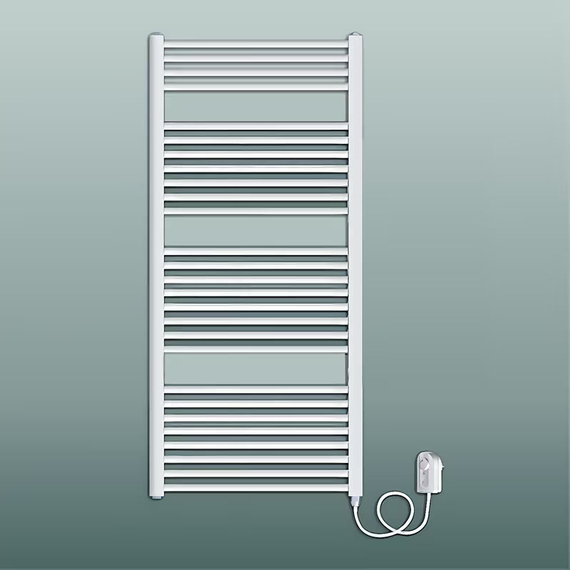 Bijeli električni radijator Elvl KDE 45x129 cm s grijaćim štapom na desnoj strani i termostatom