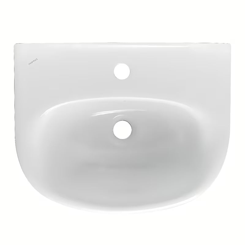 Bijeli viseće keramički umivaonik Fayans Neo 55 x 44 cm s otvorom pro za slavinu u sredini