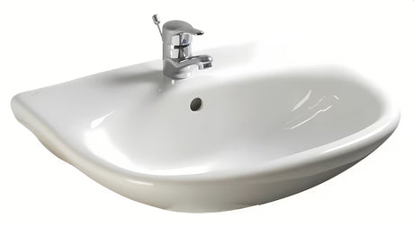 Bijeli viseće keramički umivaonik Fayans Neo 55 x 44 cm s otvorom pro za slavinu u sredini