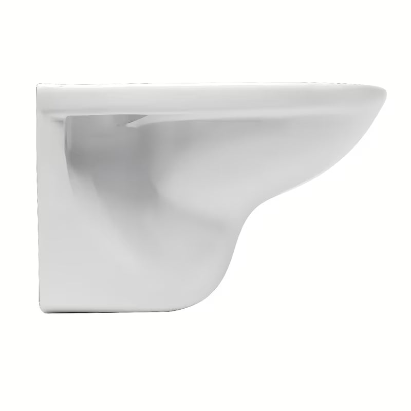 Bijele viseća WC školjka Fayans Neo od izdržljive sanitarne keramike sa stražnjim odvodom i štedljivim DualFlush ispiranjem.