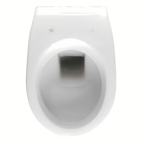 Bijeli viseća WC školjka Fayans Neo od izdržljive sanitarne keramike sa stražnjim odvodom i štedljivim DualFlush ispiranjem.