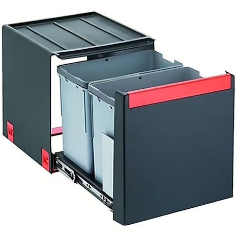 Ugradbeni kanta za otpad Franke sorter s ručnim izvlačenjem, 2×14 l, crna/siva