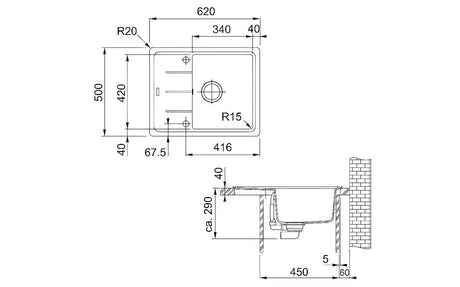 Granitni sudoper  Franke BFG 611-62 s reverzibilnim ocjeđivačem u boji beige-matt