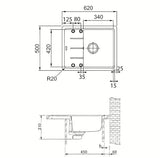 Granitni sudoper  Franke BFG 611-62 s ocjeđivačem u boji sahara pro montaža na radnu ploču.