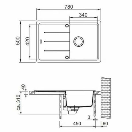 Granitni sudoper  Franke BFG 611-78 s reverzibilnim ocjeđivačem u boji aluminium.