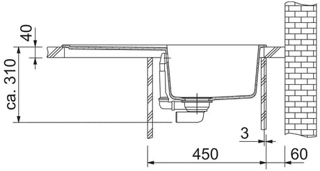 Franke BFG 611-78 granitni sudoper  s reverzibilnom ocjednom plohom pro ugradnja na radnu ploču.