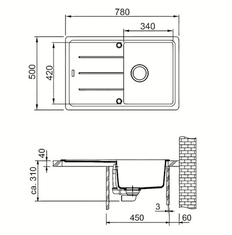 Granitni sudoper  Franke BFG 611-78 s reverzibilnim ocjeđivačem u boji ledeno bijela