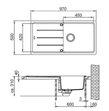 Granitni sudoper  Franke BFG 611 s reverzibilnim ocjeđivačem u crnoj mat izvedbi