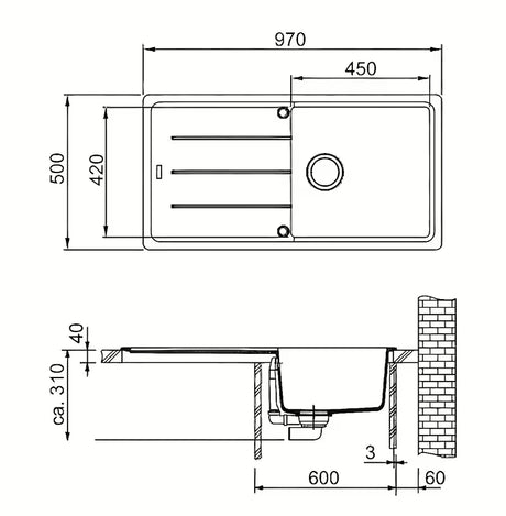 Granitni sudoper  Franke BFG 611 s reverzibilnom ocjednom plohom u boji pješčani melir