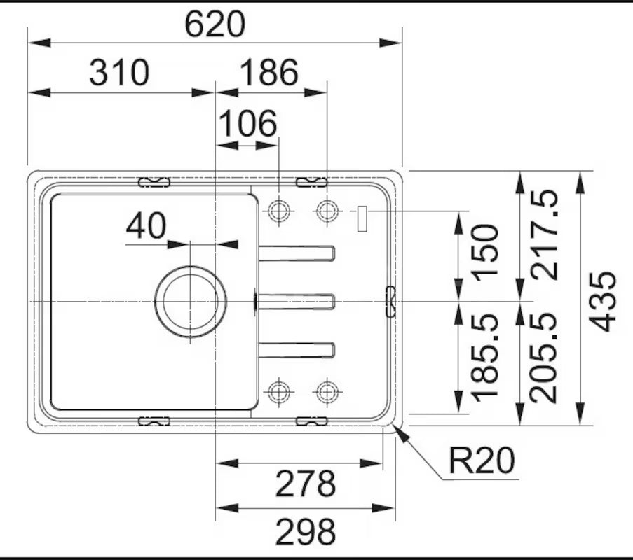 Franke BSG 611-62 granitni sudoper  s reverzibilnim ocjeđivačem u crnoj mat izvedbi