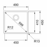 Inox sudoper  Franke Bxx 210/110-45 49x45 cm pro ugradnja na radnu ploču