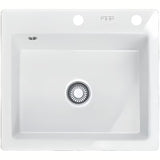 Bijeli keramički sudoper  Franke 58 x 51 cm pro za gornju ugradnju na radnu ploču.