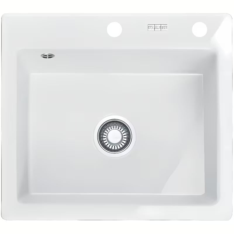 Bijeli keramički sudoper  Franke 58 x 51 cm pro za gornju ugradnju na radnu ploču.