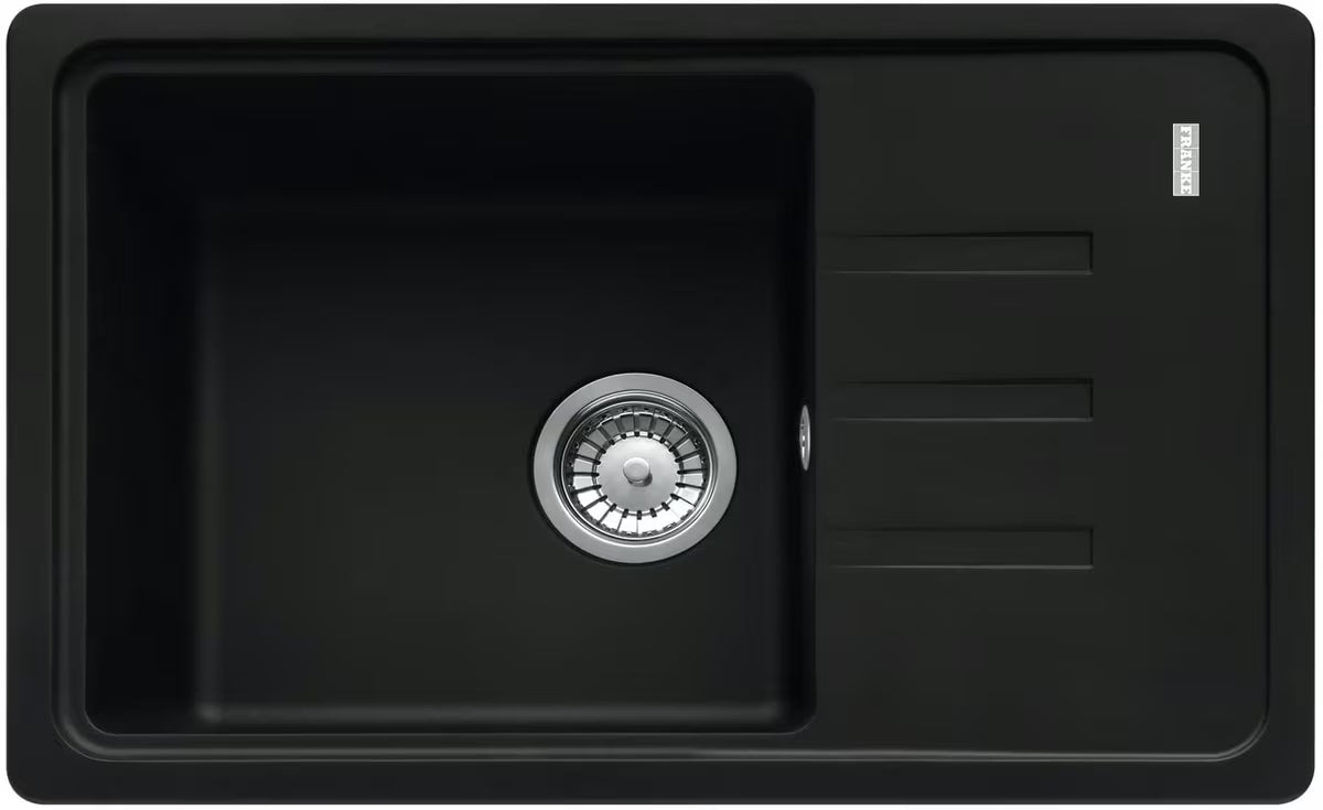 Granitni sudoper  Franke s ocjeđivačem u mat crnoj boji pro gornja montaža, 62 x 43,5 cm.