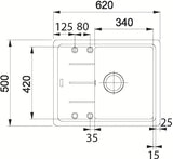 Granitni sudoper  Franke s ocjednom plohom na radnu ploču u boji kašmir, reverzibilna izvedba.