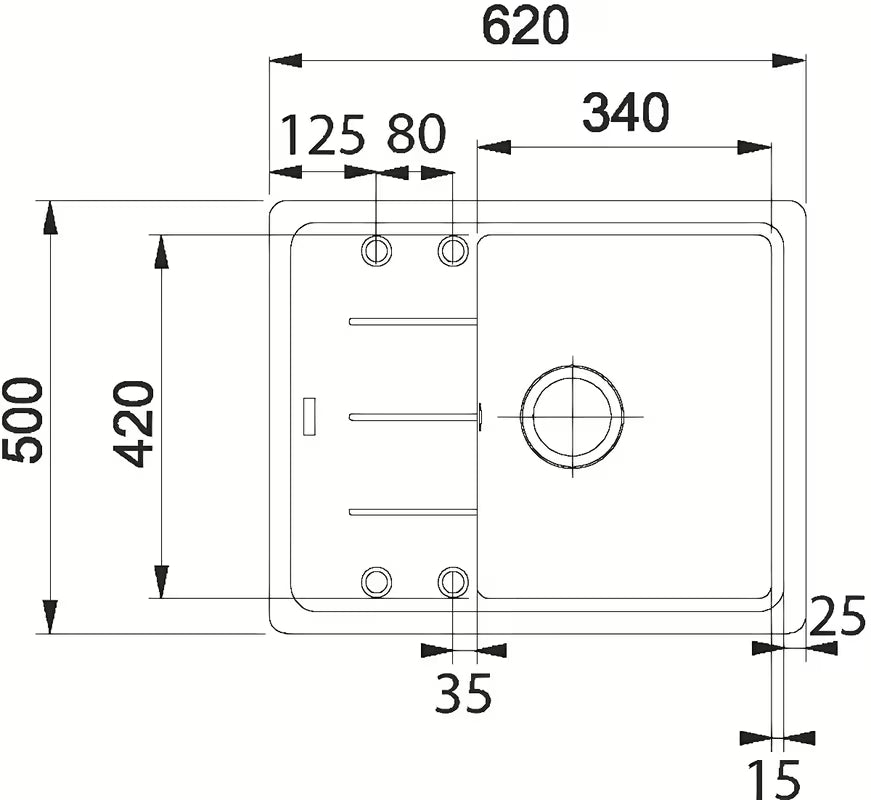 Granitni sudoper  Franke s ocjednom plohom na radnu ploču u boji kašmir, reverzibilna izvedba.