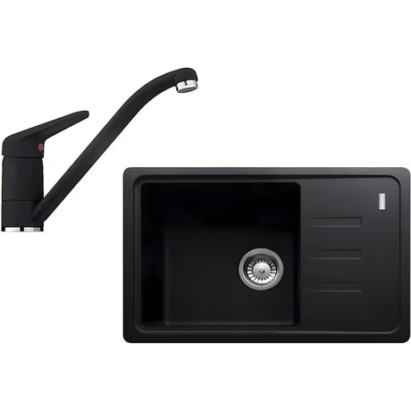 Set Franke granitni sudoper  s ocjednikom i jednoručnom slavinom u boji oniks