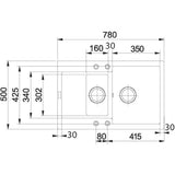 Granitni sudoper  Franke MRG 651-78 s reverzibilnom ocjednom plohom u boji sivi kamen
